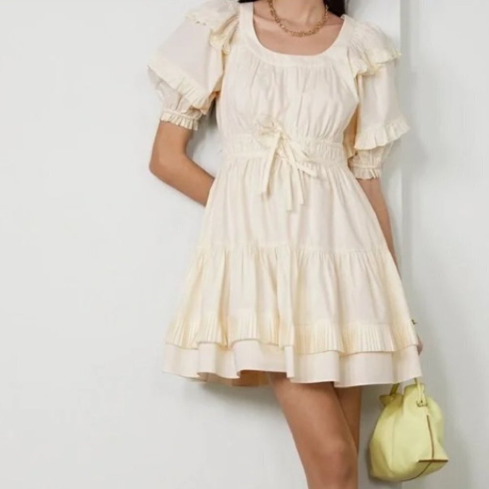 Ulla Johnson Naomi Puff Sleeve Ruffled Mini Dress Size 4